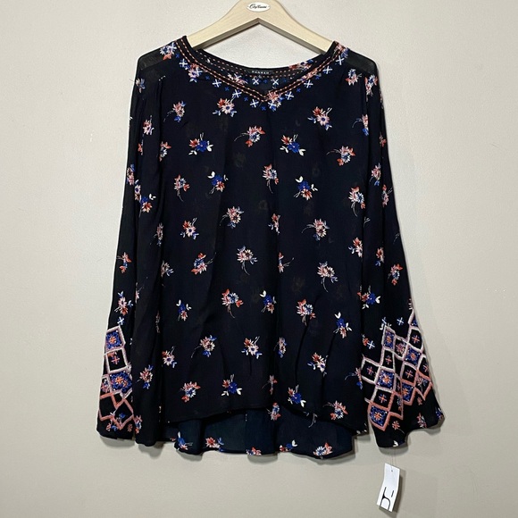 HANNAH || Woman’s long sleeve floral embroidery tunic size Large - Picture 1 of 10